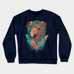 Lion and Flowers Crewneck Sweatshirt